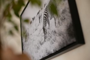 Ein Wandbild von einem Zebra